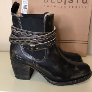 Bed Stu Cobbler Series Lorn Black Leather Low Boots Distressed 8.5